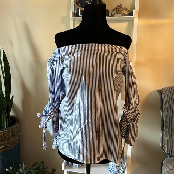 H&M blue/white striped top size 8 - Picture 5 of 12